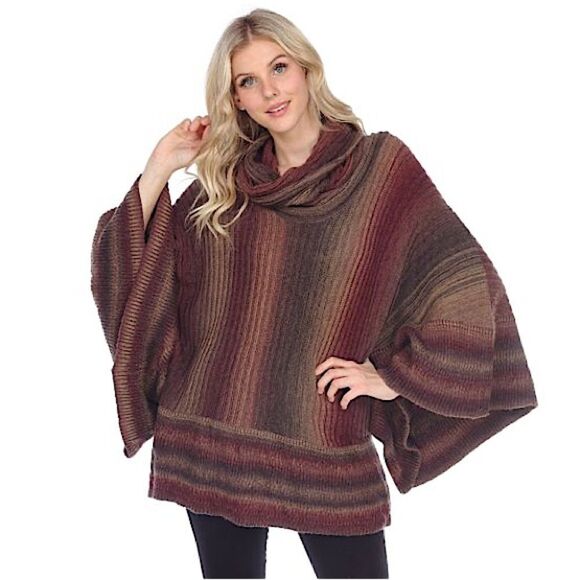 Dor Dor Couture Anthropologie Cowl Neck Poncho Sweater Size Large - Picture 2 of 16